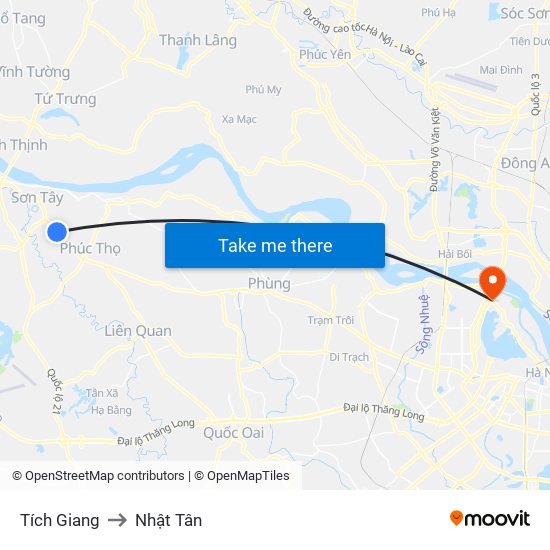 Tích Giang to Nhật Tân map