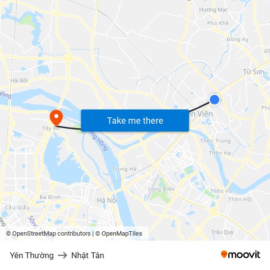 Yên Thường to Nhật Tân map