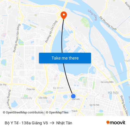 Bộ Y Tế - 138a Giảng Võ to Nhật Tân map