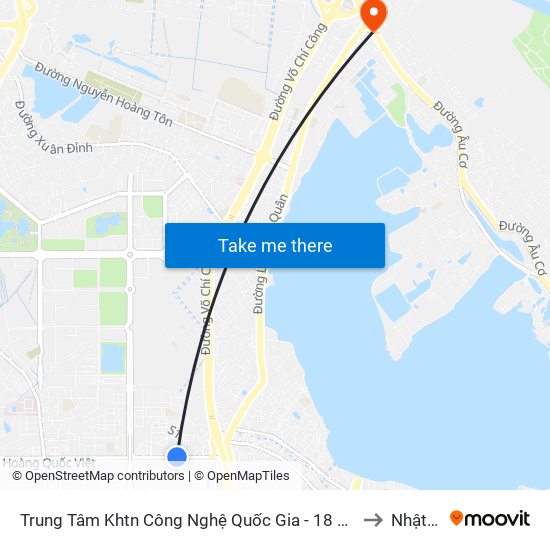 Trung Tâm Khtn Công Nghệ Quốc Gia - 18 Hoàng Quốc Việt to Nhật Tân map