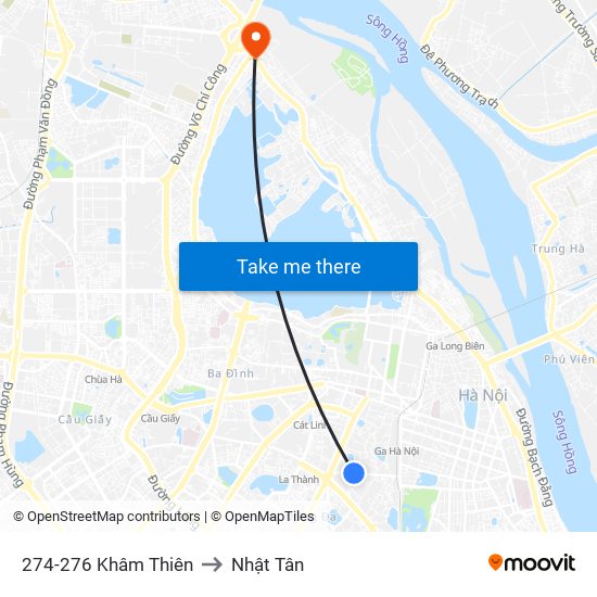 274-276 Khâm Thiên to Nhật Tân map