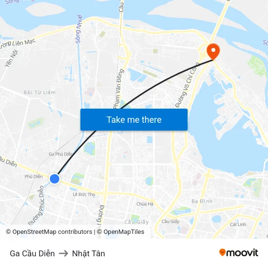 Ga Cầu Diễn to Nhật Tân map