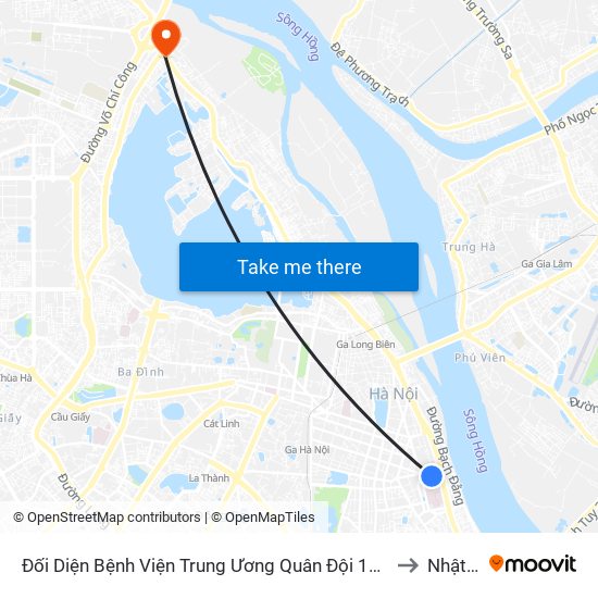 Đối Diện Bệnh Viện Trung Ương Quân Đội 108 - Trần Hưng Đạo to Nhật Tân map