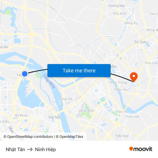 Nhật Tân to Ninh Hiệp map