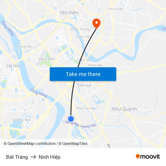 Bát Tràng to Ninh Hiệp map