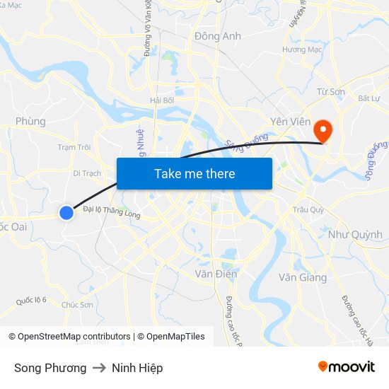 Song Phương to Ninh Hiệp map