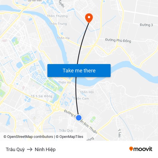 Trâu Quỳ to Ninh Hiệp map