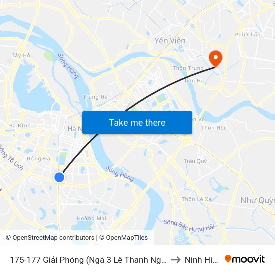 175-177 Giải Phóng (Ngã 3 Lê Thanh Nghị) to Ninh Hiệp map