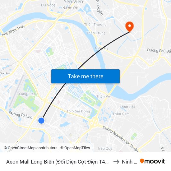 Aeon Mall Long Biên (Đối Diện Cột Điện T4a/2a-B Đường Cổ Linh) to Ninh Hiệp map