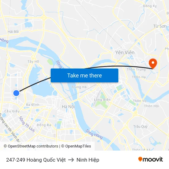 247-249 Hoàng Quốc Việt to Ninh Hiệp map