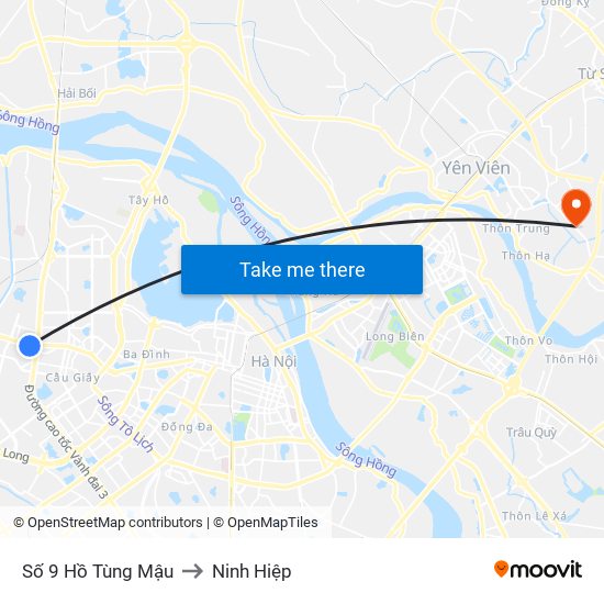 Số 9 Hồ Tùng Mậu to Ninh Hiệp map