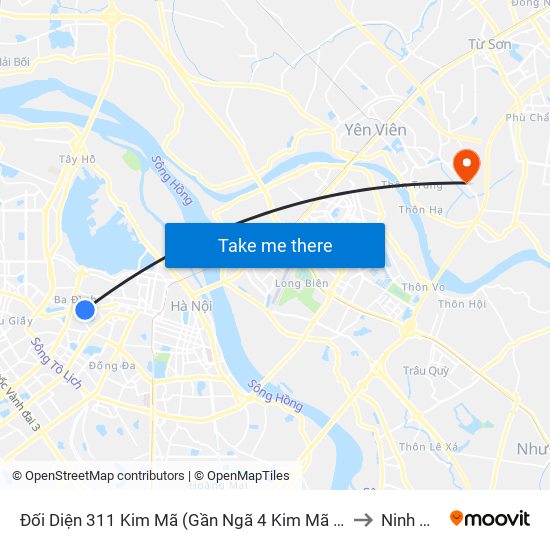 Đối Diện 311 Kim Mã (Gần Ngã 4 Kim Mã - Vạn Bảo) to Ninh Hiệp map