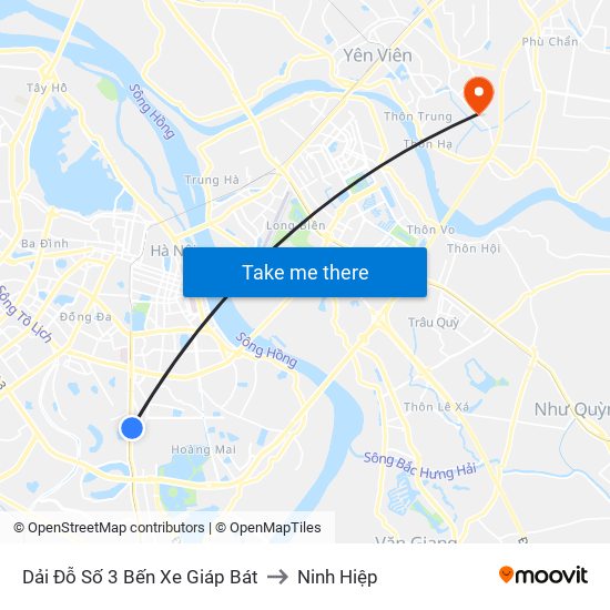 Dải Đỗ Số 3 Bến Xe Giáp Bát to Ninh Hiệp map