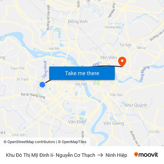 Khu Đô Thị Mỹ Đình Ii- Nguyễn Cơ Thạch to Ninh Hiệp map