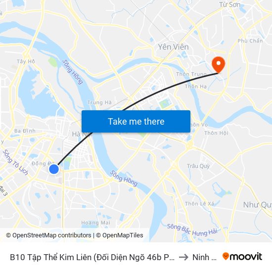 B10 Tập Thể Kim Liên (Đối Diện Ngõ 46b Phạm Ngọc Thạch) to Ninh Hiệp map