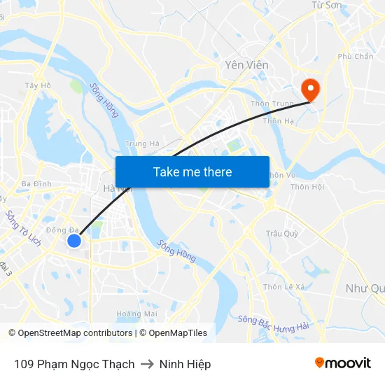109 Phạm Ngọc Thạch to Ninh Hiệp map