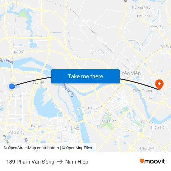 189 Phạm Văn Đồng to Ninh Hiệp map