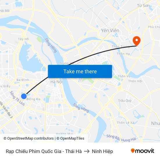 Rạp Chiếu Phim Quốc Gia - Thái Hà to Ninh Hiệp map