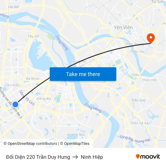 Đối Diện 220 Trần Duy Hưng to Ninh Hiệp map