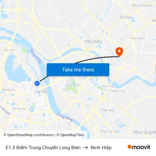 E1.3 Điểm Trung Chuyển Long Biên to Ninh Hiệp map