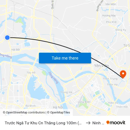Trước Ngã Tư Khu Cn Thăng Long 100m (Chiều Nội Bài - Hà Nội) to Ninh Hiệp map