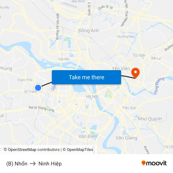 (B) Nhổn to Ninh Hiệp map