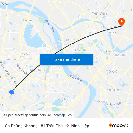 Ga Phùng Khoang - 81 Trần Phú to Ninh Hiệp map