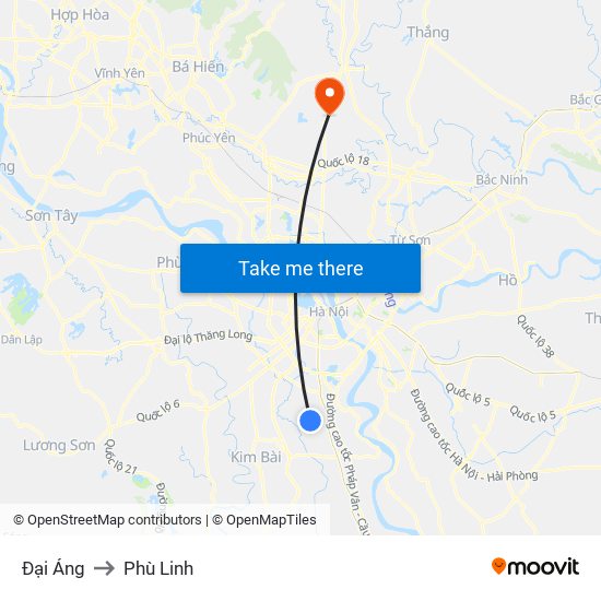 Đại Áng to Phù Linh map