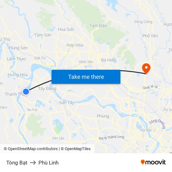 Tòng Bạt to Phù Linh map