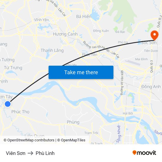 Viên Sơn to Phù Linh map