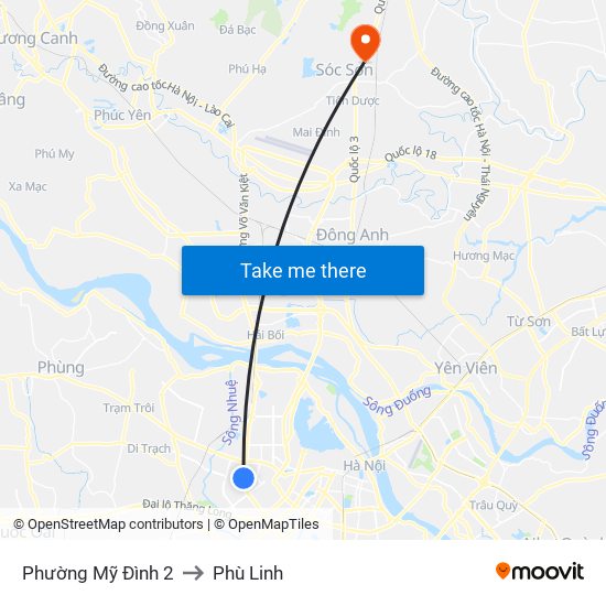 Phường Mỹ Đình 2 to Phù Linh map