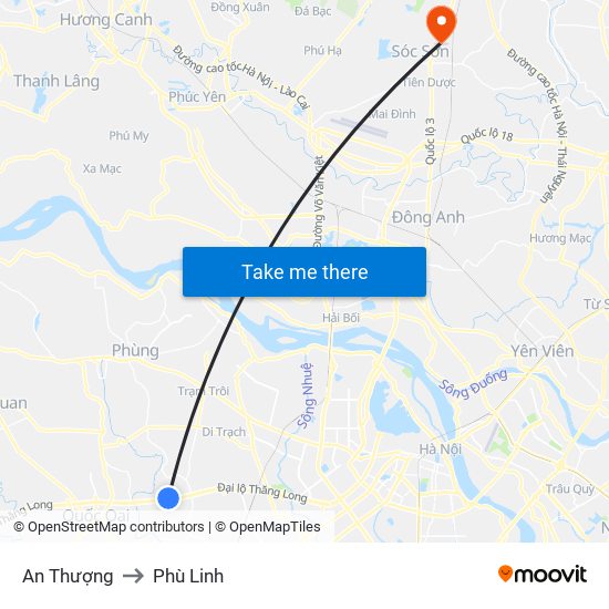 An Thượng to Phù Linh map