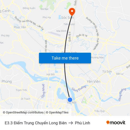 E3.3 Điểm Trung Chuyển Long Biên to Phù Linh map