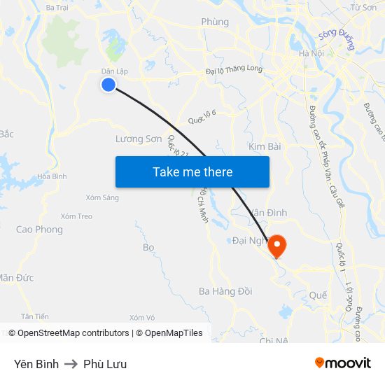 Yên Bình to Phù Lưu map