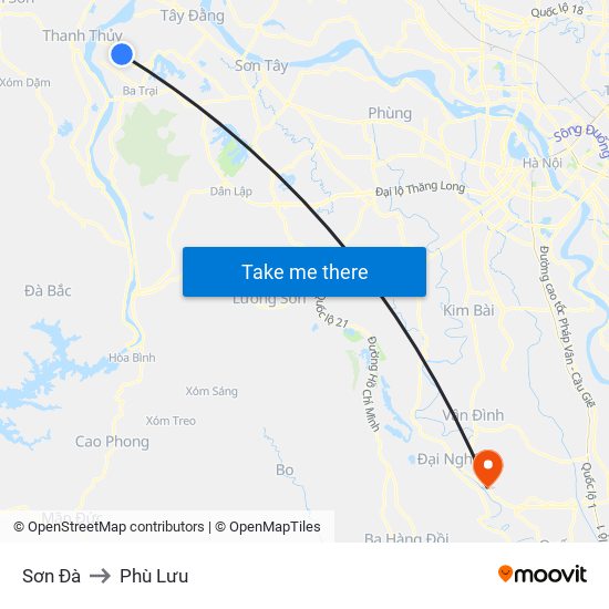 Sơn Đà to Phù Lưu map