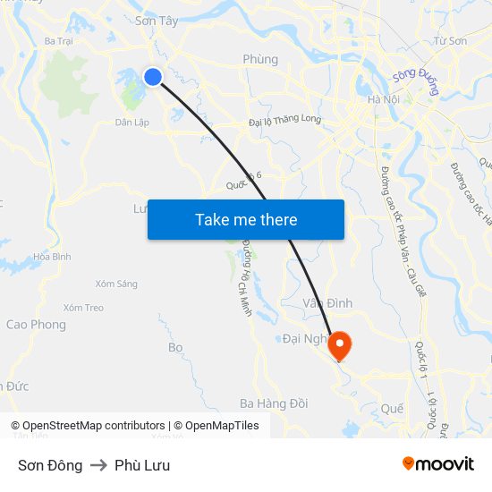 Sơn Đông to Phù Lưu map