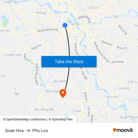 Quan Hoa to Phù Lưu map