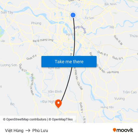 Việt Hùng to Phù Lưu map