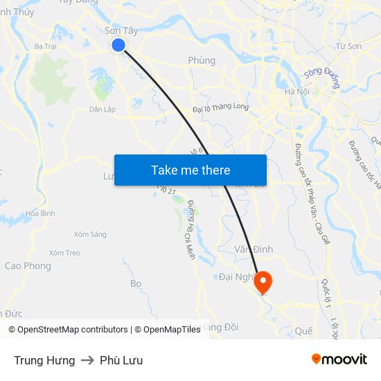 Trung Hưng to Phù Lưu map