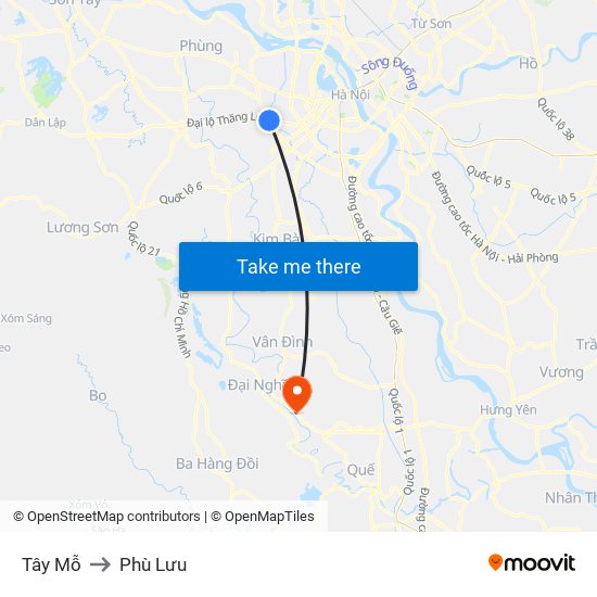 Tây Mỗ to Phù Lưu map