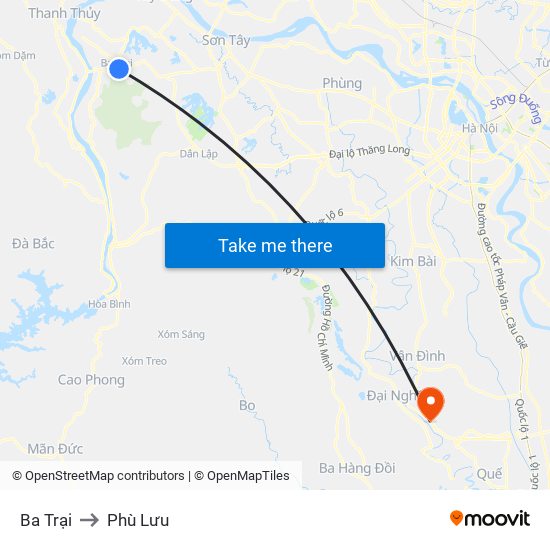 Ba Trại to Phù Lưu map