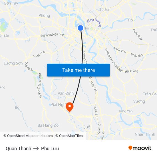 Quán Thánh to Phù Lưu map