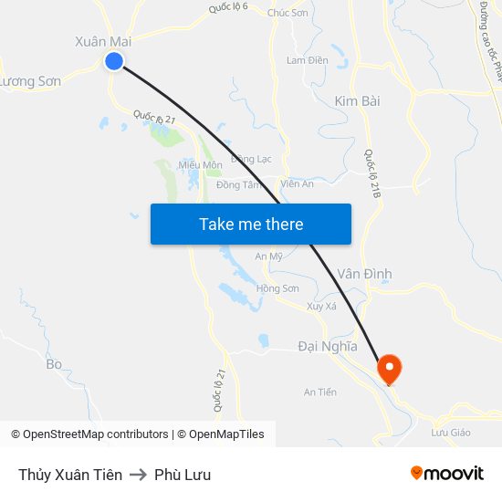 Thủy Xuân Tiên to Phù Lưu map