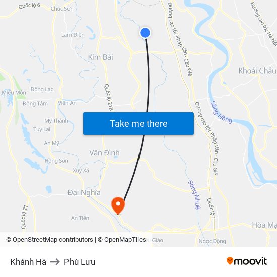 Khánh Hà to Phù Lưu map