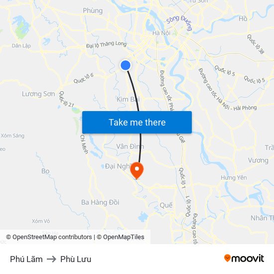 Phú Lãm to Phù Lưu map