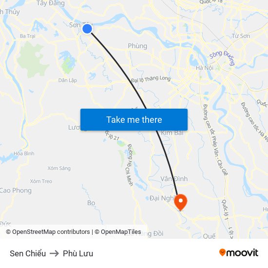 Sen Chiểu to Phù Lưu map