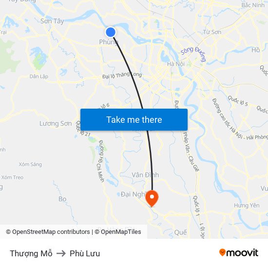 Thượng Mỗ to Phù Lưu map