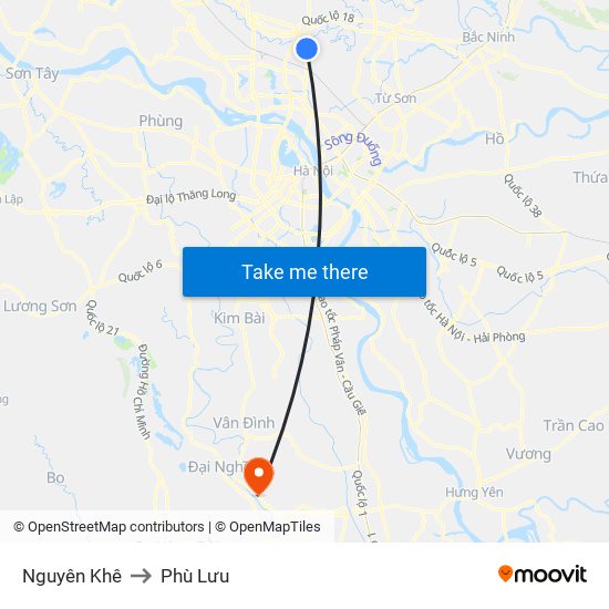 Nguyên Khê to Phù Lưu map