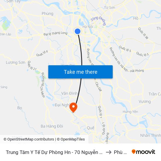 Trung Tâm Y Tế Dự Phòng Hn - 70 Nguyễn Chí Thanh to Phù Lưu map