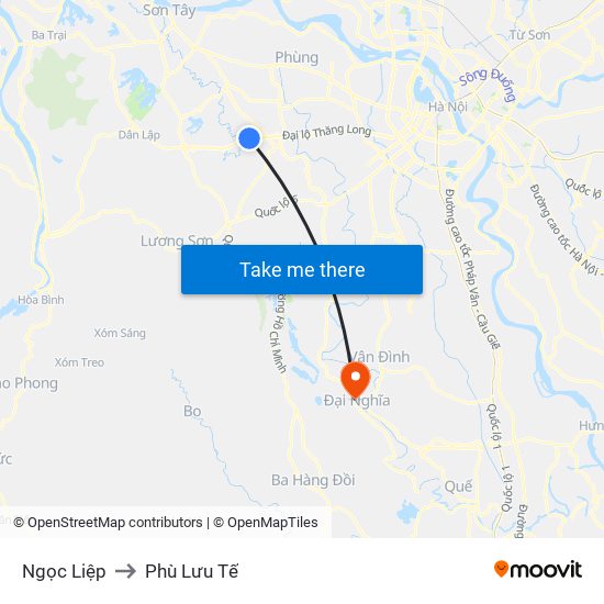 Ngọc Liệp to Phù Lưu Tế map